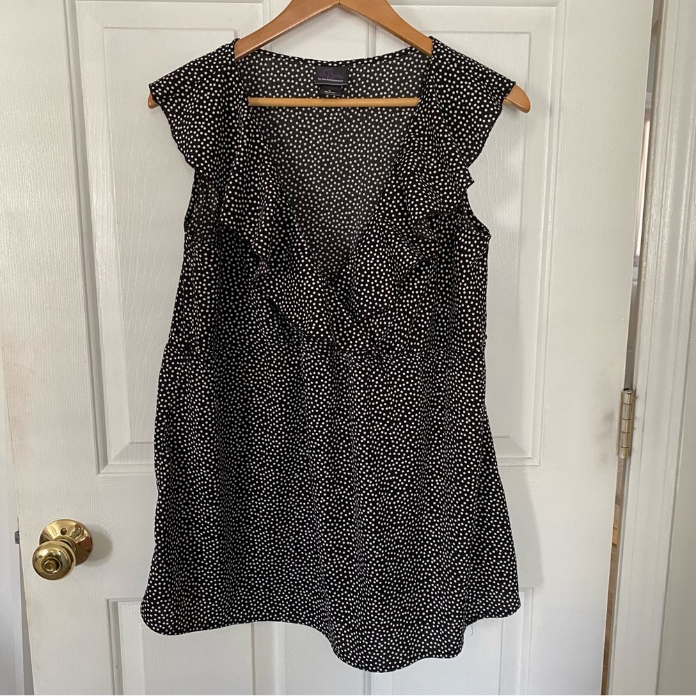 Black and White Polka Dot Sleeveless Maternity Blouse L